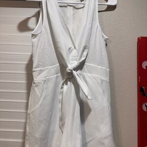 Favlux White Sleeveless Tie-Front Romper